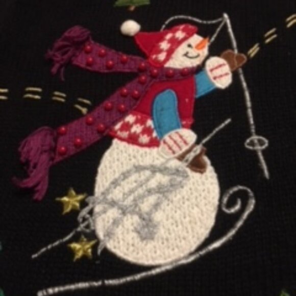 Vintage Christmas Sweater Zip-Up Vest by Planet & Co.   Size Large - Picture 3 of 14